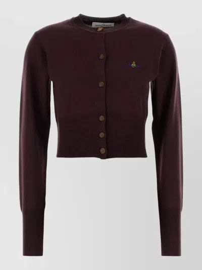 Vivienne Westwood Wool Cropped Cardigan In Purple