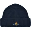Vivienne Westwood Wool Knit Beanie Navy In Navy
