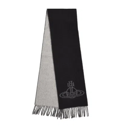 Vivienne Westwood Wool Orb Intarsia Scarf In Black