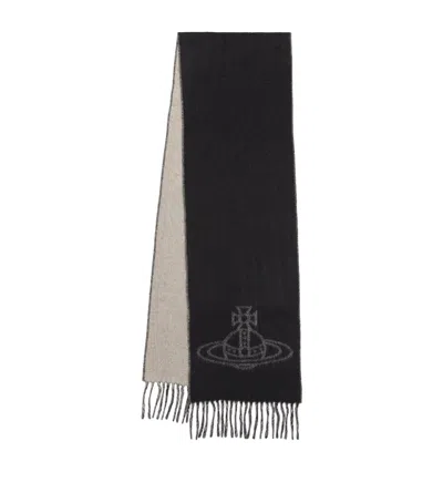 Vivienne Westwood Wool Orb Scarf In Black