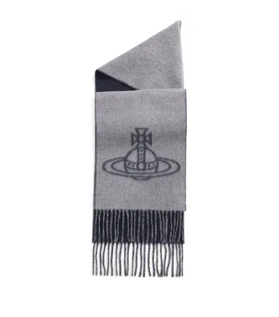 Vivienne Westwood Wool Orb Scarf In Grey