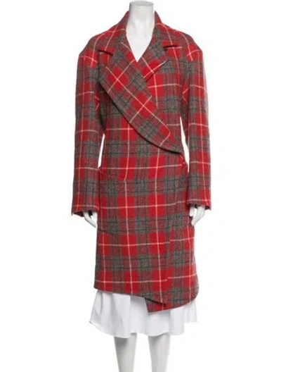 Pre-owned Vivienne Westwood Wool Plaid Print Coat W/ Tags In Red