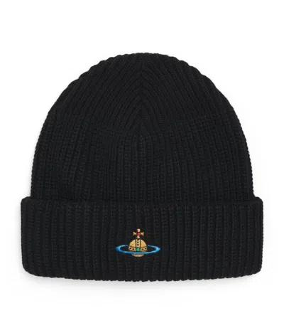 Vivienne Westwood Wool Sporty Beanie In Black