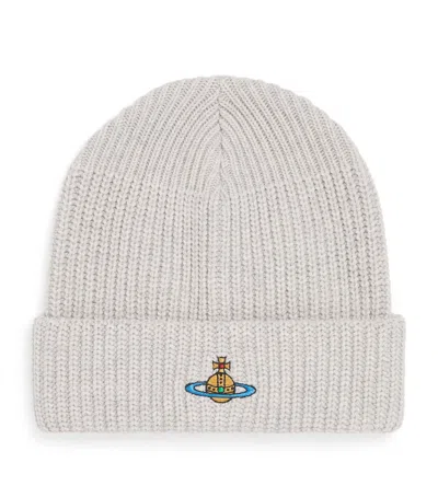 Vivienne Westwood Wool Sporty Beanie In White