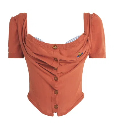 Vivienne Westwood Wool-silk Corset-panel Bea Cardigan In Orange