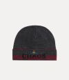 Vivienne Westwood Worlds End Beanie We Chaos Dark-grey Os-u Unisex In Dark-grey