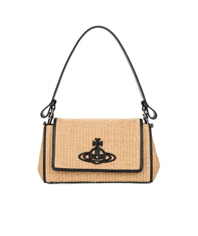 Vivienne Westwood Woven Flap Shoulder Bag In Purple