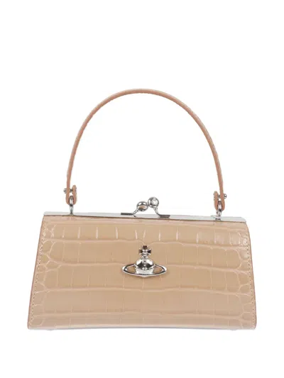Vivienne Westwood Xl Doll Crocodile-effect Orb Tote Bag In Neutral