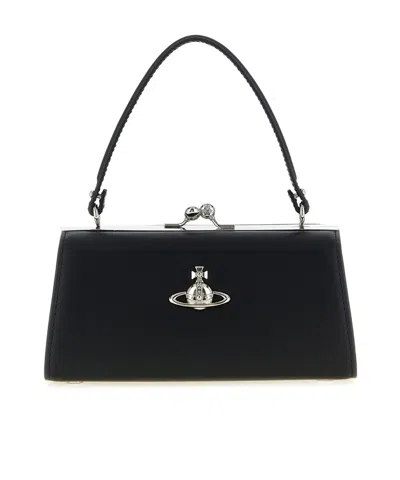 Vivienne Westwood Xl Frame Orb Plaque Tote Bag In Black