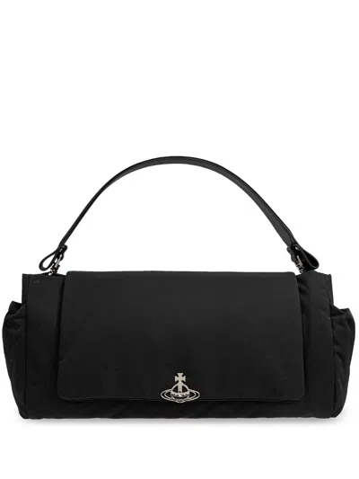 Vivienne Westwood Black Leather Small Hazel Shoulder Bag