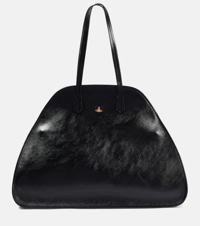 Vivienne Westwood Yasmina Large Leather Shoulder Bag In Black