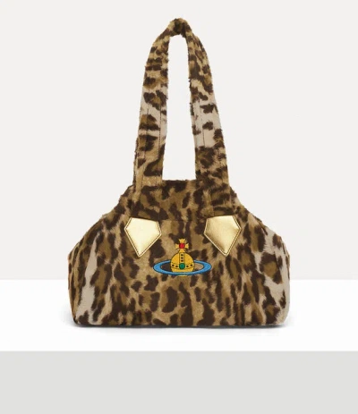 Vivienne Westwood Yasmine Archive Medium Handbag Leopard Print Plush Leopard In Brown