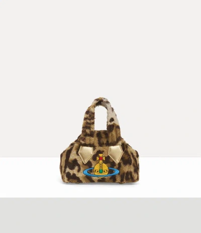 Vivienne Westwood Yasmine Archive Mini Handbag Leopard Print Plush Leopard In Brown