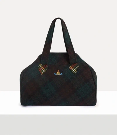 Vivienne Westwood Yasmine Large Archive Handbag Harris Tweed Check Dark-check