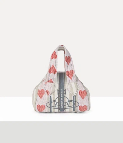 Vivienne Westwood Yasmine Mini Archive Handbag Linen Heart Stripes Multicolor