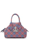 Vivienne Westwood Yasmine Mini Tartan Leather Top Handle Bag In Blue