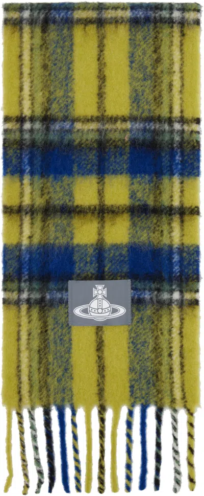 Vivienne Westwood Yellow & Blue Alpaca Scarf In Multi