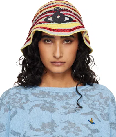 Vivienne Westwood Striped Logo-embroidery Beanie Hat In Multi