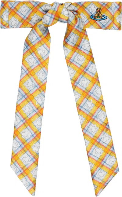 VIVIENNE WESTWOOD YELLOW CHECK ORB HAIR CLIP