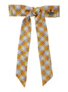 Vivienne Westwood Yellow Hair Clip With Orb Check Motif In Silk Woman In Multicolor