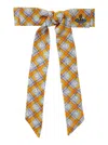 Vivienne Westwood Yellow Hair Clip With Orb Check Motif In Silk Woman In Yellow/blue