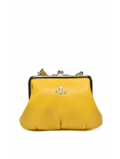 Vivienne Westwood Yellow Polyurethane Frame Clutch In Pattern