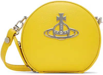 Vivienne Westwood Yellow Re-vegan Mini Round Crossbody Bag In Burgundy
