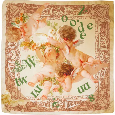 Vivienne Westwood Yellow Spring Cherub Square Scarf In Neutral