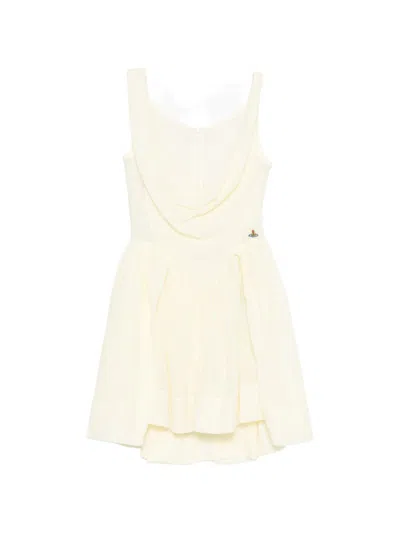 Vivienne Westwood Yellowish White Orb Logo Sleeveless Dress