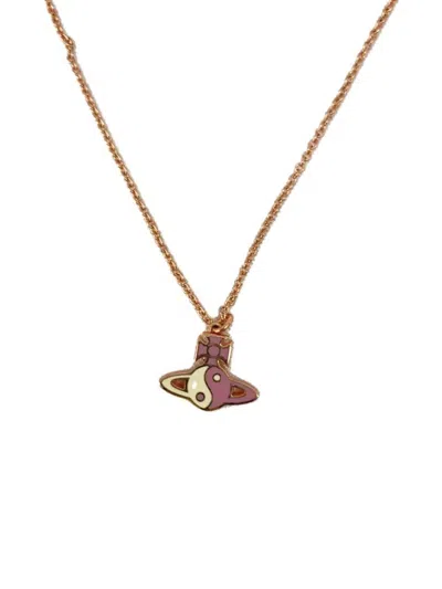 Pre-owned Vivienne Westwood Yin Yang Orb Necklace In Pink