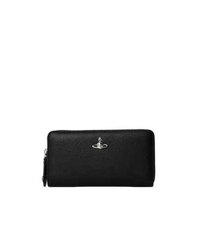 Vivienne Westwood Ziparound Long Wallet In Black