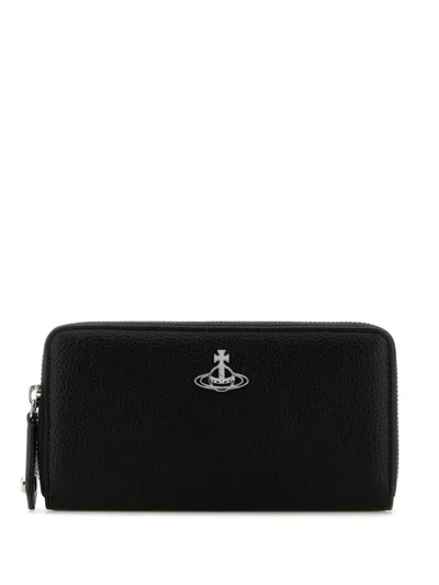 Vivienne Westwood Zipped Leather Wallet In Schwarz