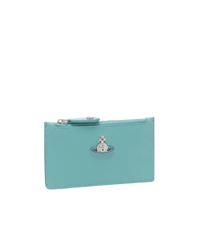 Vivienne Westwood Zipper Card Bag In Blue