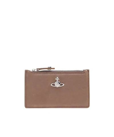 Vivienne Westwood Zipper Card Holder In Brown
