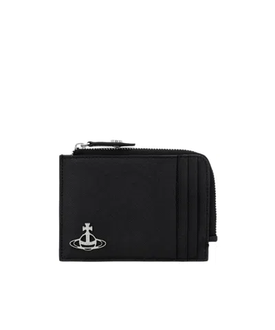 Vivienne Westwood Zipper Card Holder In Black