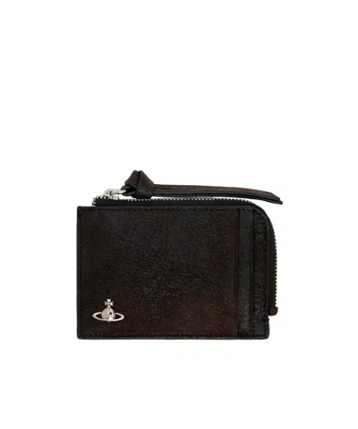 Vivienne Westwood Zipper Card Holder In Black