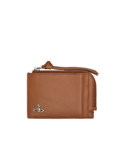 Vivienne Westwood Zipper Card Holder In Brown