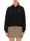 Vivienne Westwood Cropped Black Hoodie With Zipper Closure And Ribbed Details In Brown