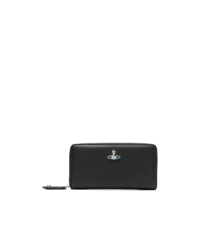 Vivienne Westwood Zipper Wallet In Black