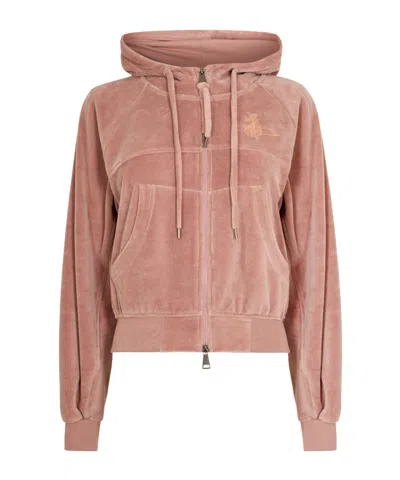 Vivienne Westwood Zippered Hooded Sweatshirt In Pink