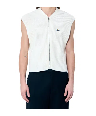 Vivienne Westwood Zippered Vest In Cream