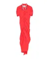 Vivienne Westwood Pulling Ruched Asymmetric Cotton Midi Dress In Orange