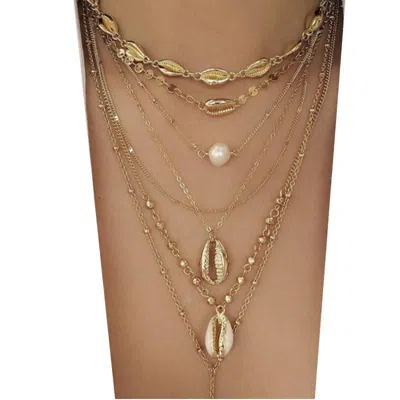 Vivies Island Girl Multi Layer Necklace In Gold