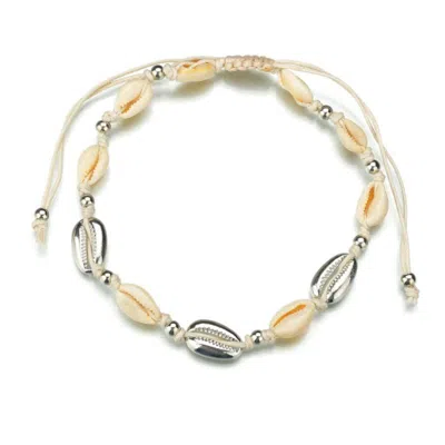 Vivies Ocean And Earth Cowrie Shell Statement Necklace, 11 Inches Long-silver In Gold