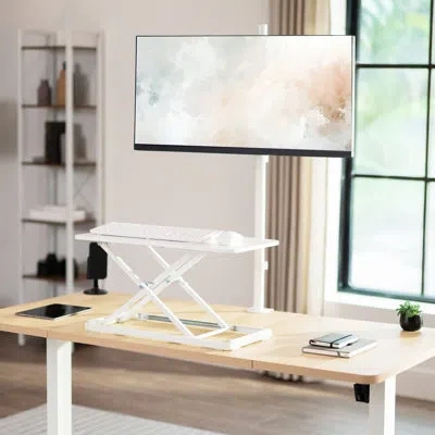 Vivo 1.7" H X 23.6" W Standing Desk Conversion Unit In White