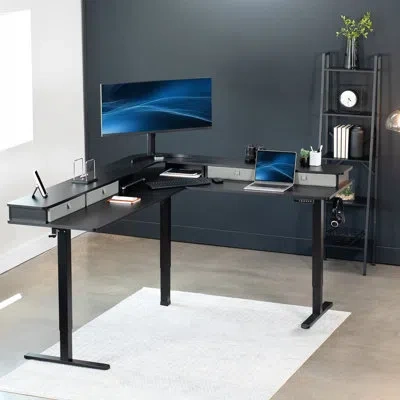 Vivo 2-tier Electric Corner Desk In Black