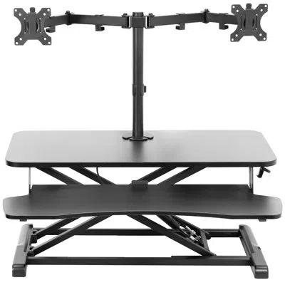 Vivo 32" Standing Desk Converter With Dual Monitor Mount Desk-v000k-m2 Series In Black,black