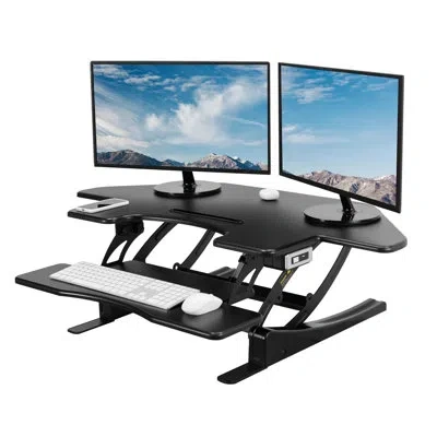 Vivo 43" Electric Corner Standing Desk Converter (desk-v000vce) In Black