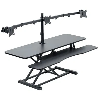 Vivo 48" Standing Desk Riser With Triple 21.5" To 27" Monitor Mount In Black