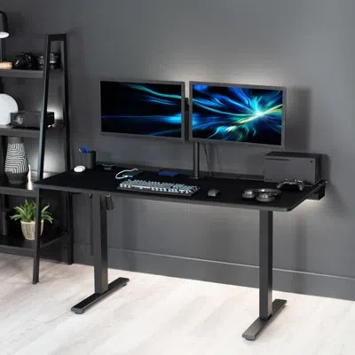 Vivo 60" X 30" Concealed Cable Table Top W/ Pad For Standing Desk Frames, Desk-top3 In Black